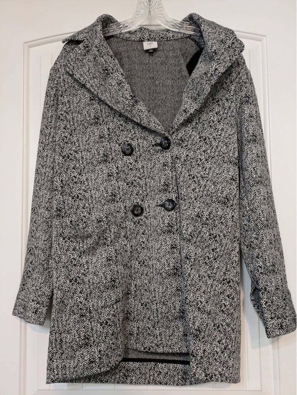 Cabi Textured Coat Gray & Black | Super Warm | chic everyday layer GUC